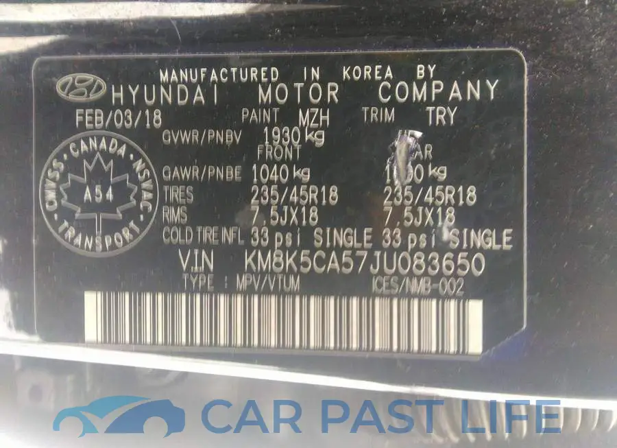 KM8K5CA57JU083650# 9