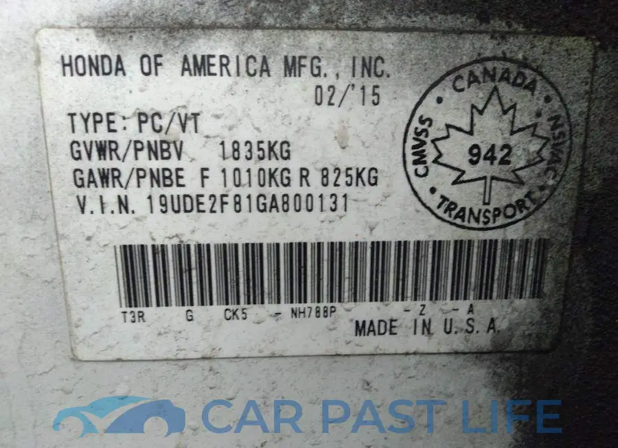 19UDE2F81GA800131# 9