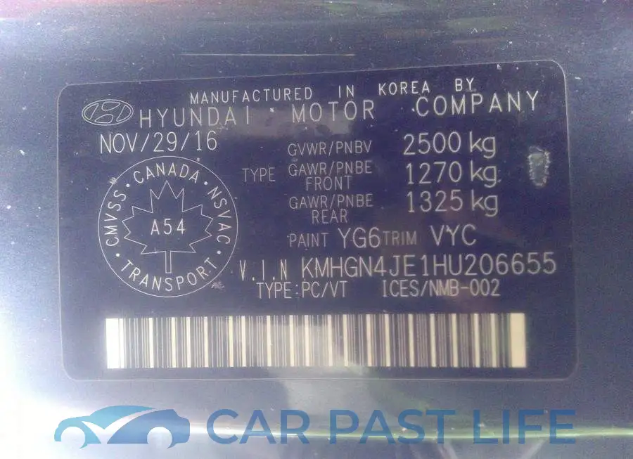 KMHGN4JE1HU206655# 9