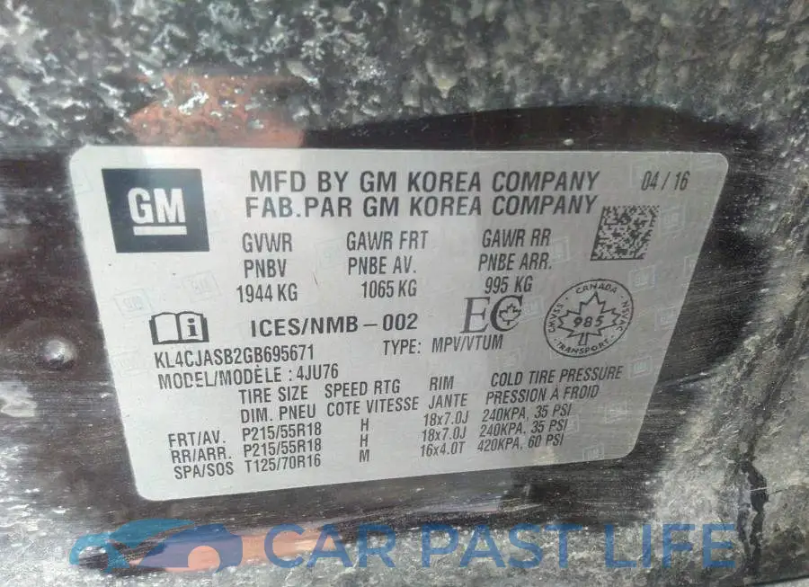 KL4CJASB2GB695671# 9