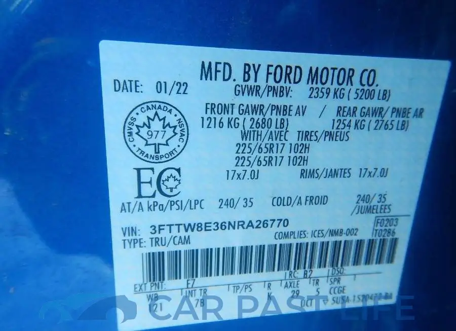 3FTTW8E36NRA26770# 9