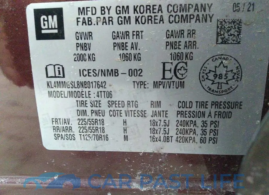 KL4MMGSL8NB017642# 9