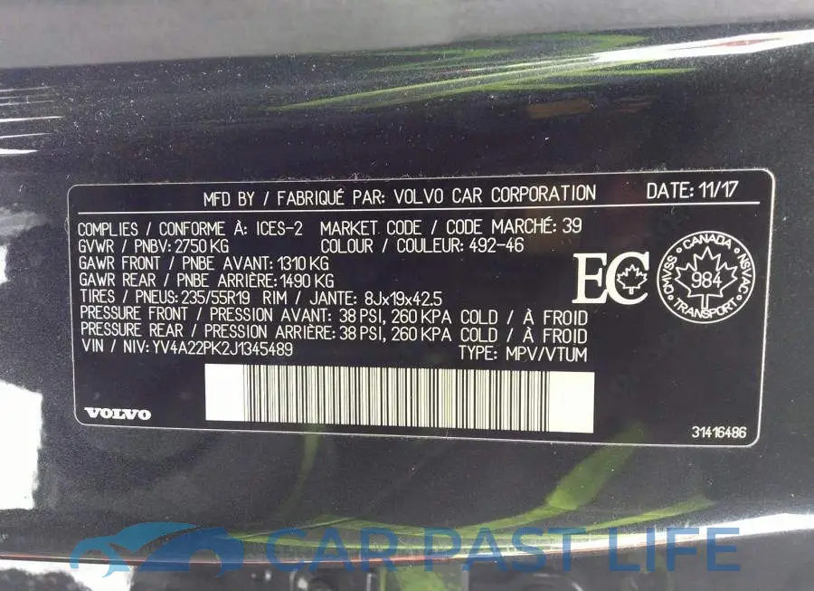 YV4A22PK2J1345489# 9