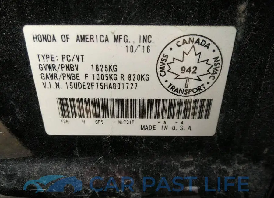 19UDE2F75HA801727# 9