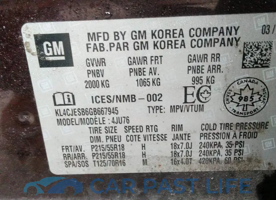 KL4CJESB6GB667945# 9