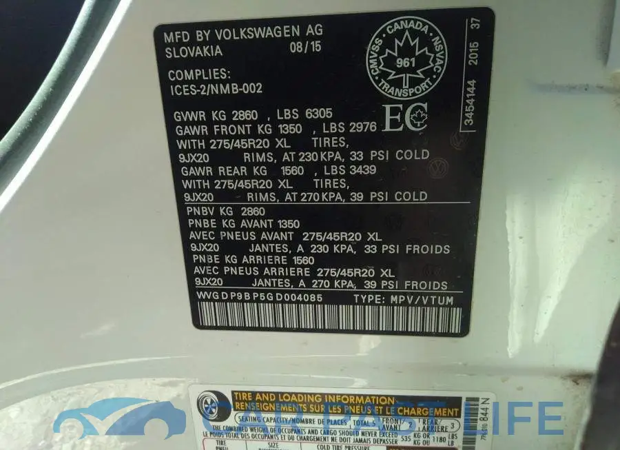 WVGDP9BP5GD004085# 9