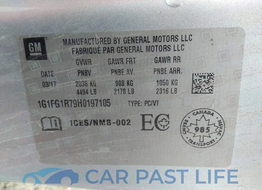 1G1FG1R79H0197105# 9