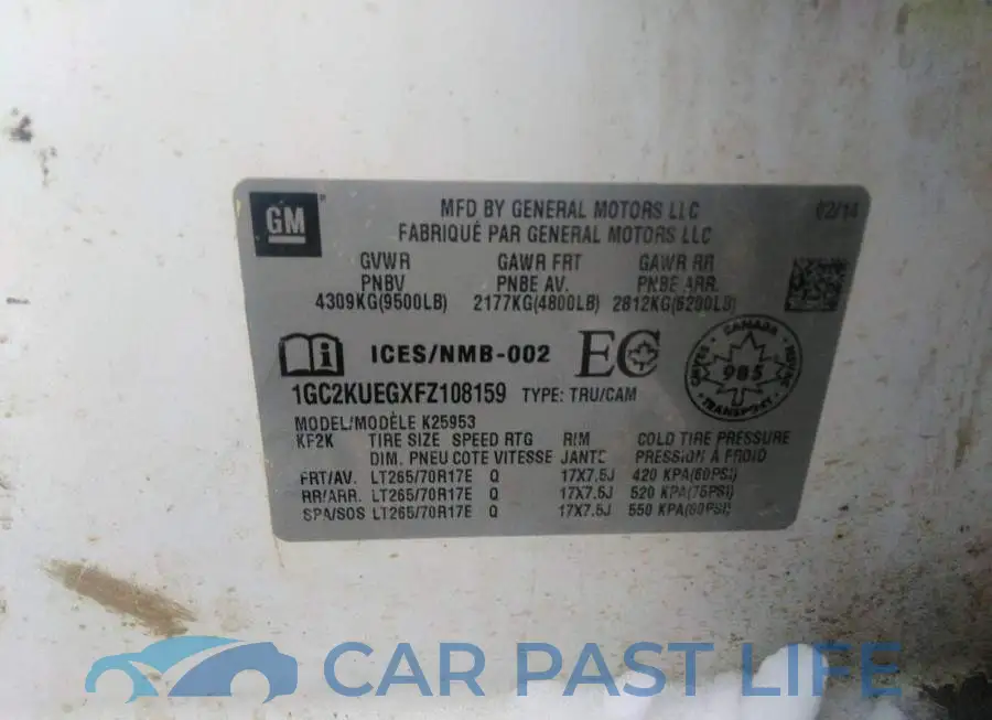 1GC2KUEGXFZ108159# 9