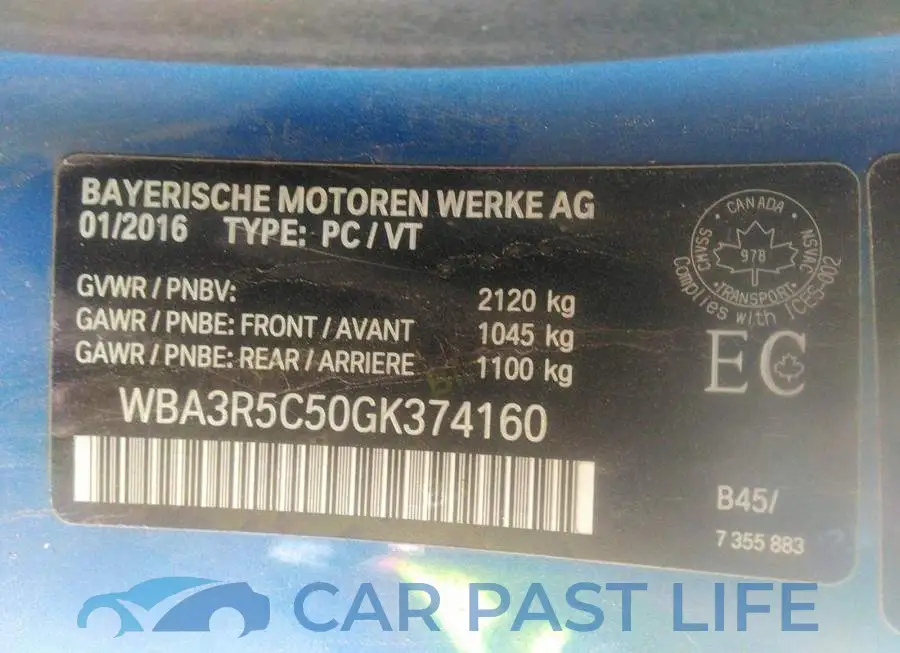 WBA3R5C50GK374160# 9