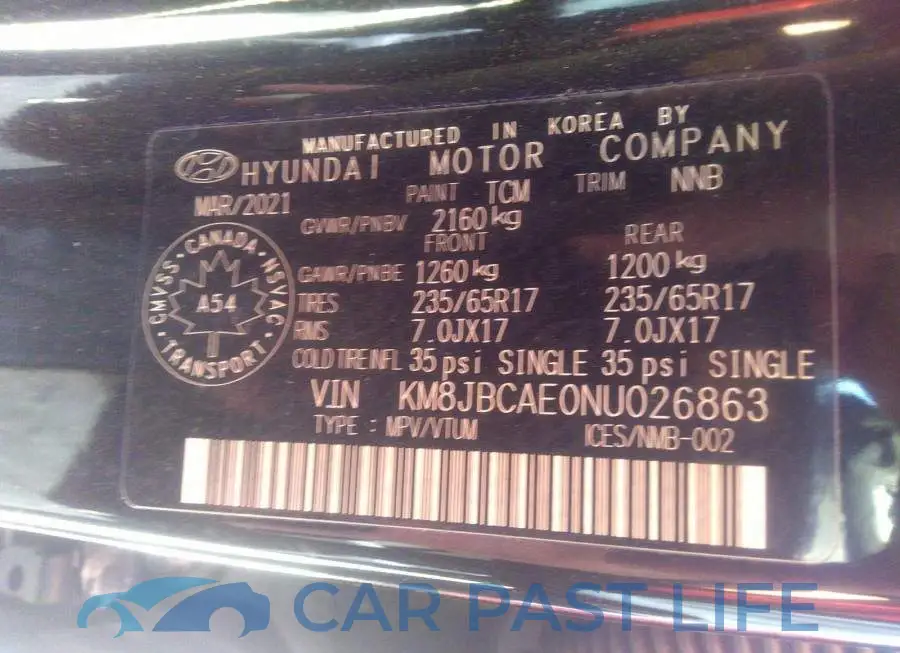 KM8JBCAE0NU026863# 9