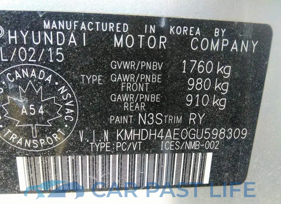KMHDH4AE0GU598309# 9