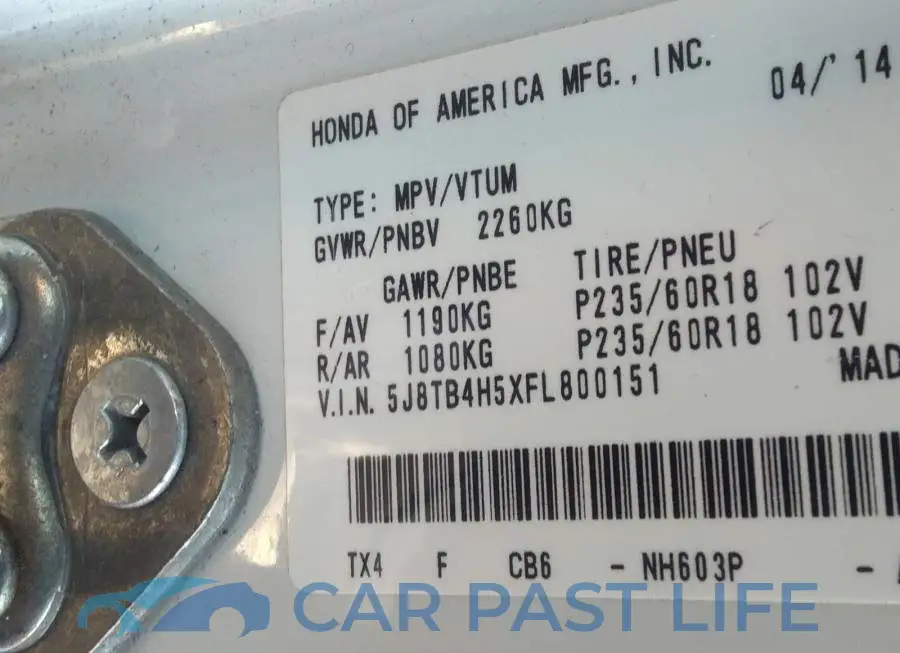 5J8TB4H5XFL800151# 9