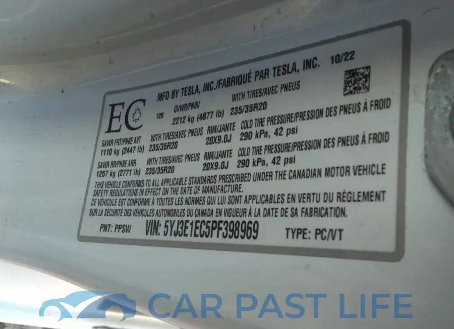 5YJ3E1EC5PF398969# 9