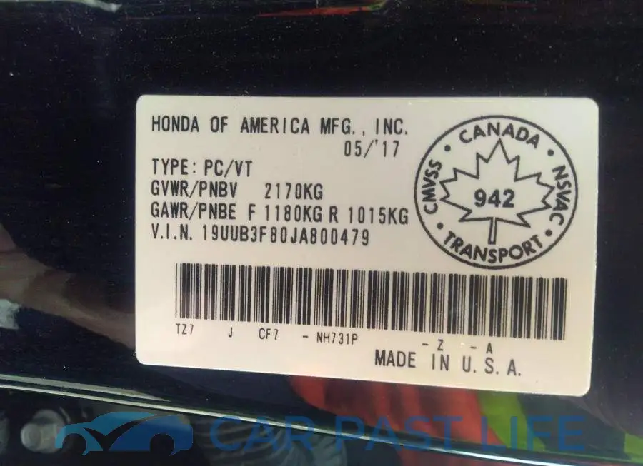 19UUB3F80JA800479# 9