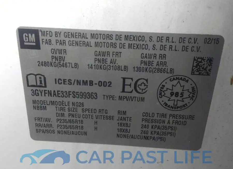 3GYFNAE33FS599363# 9