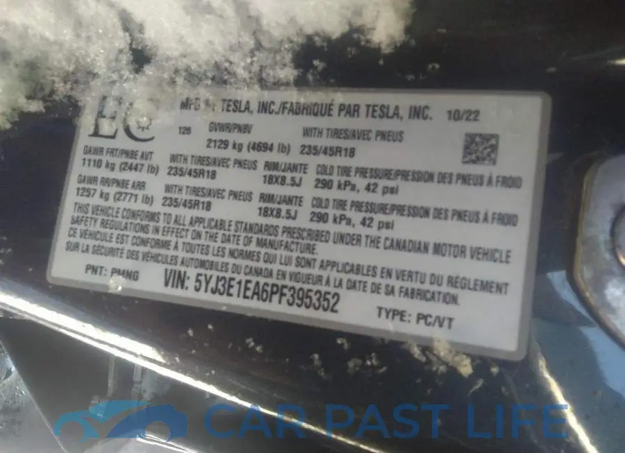 5YJ3E1EA6PF395352# 9