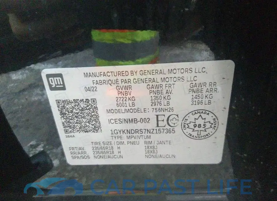1GYKNDRS7NZ157365# 9