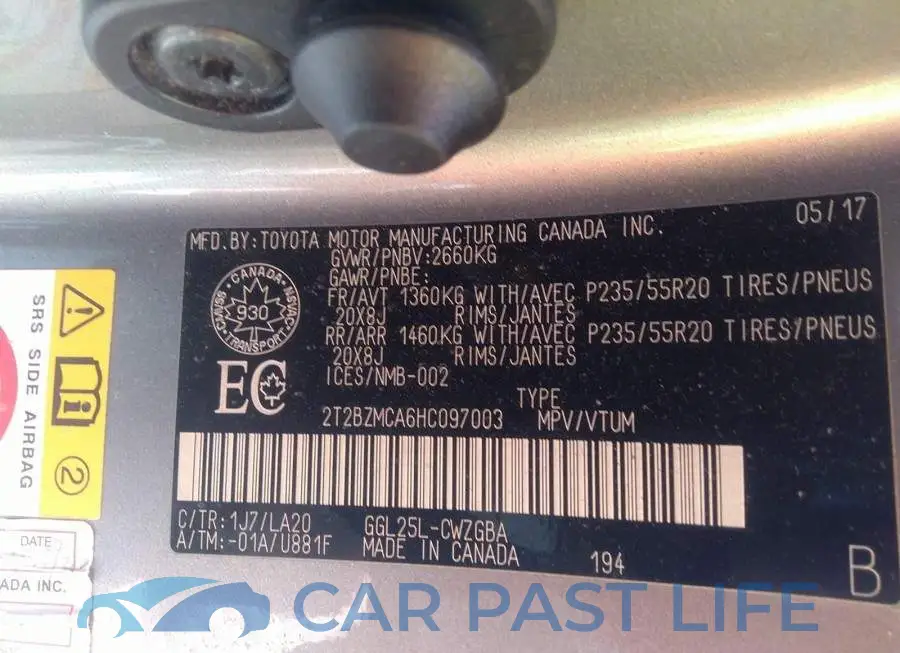 2T2BZMCA6HC097003# 9