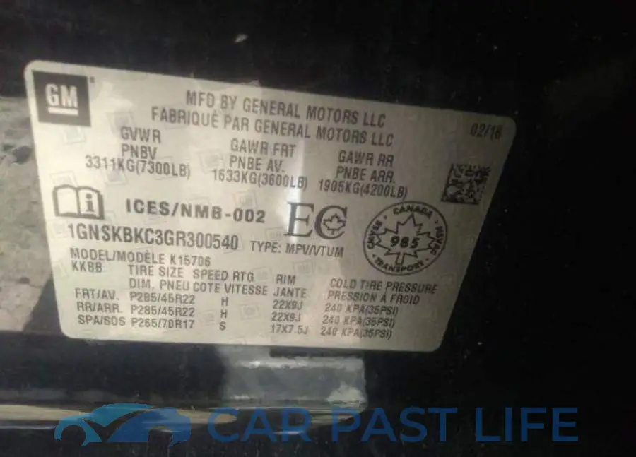1GNSKBKC3GR300540# 10