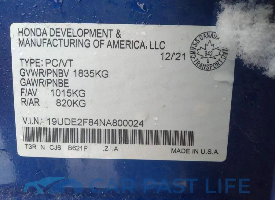 19UDE2F84NA800024# 9