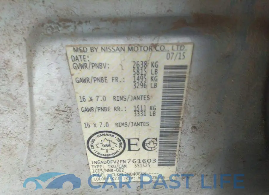 1N6AD0FV2FN761603# 9