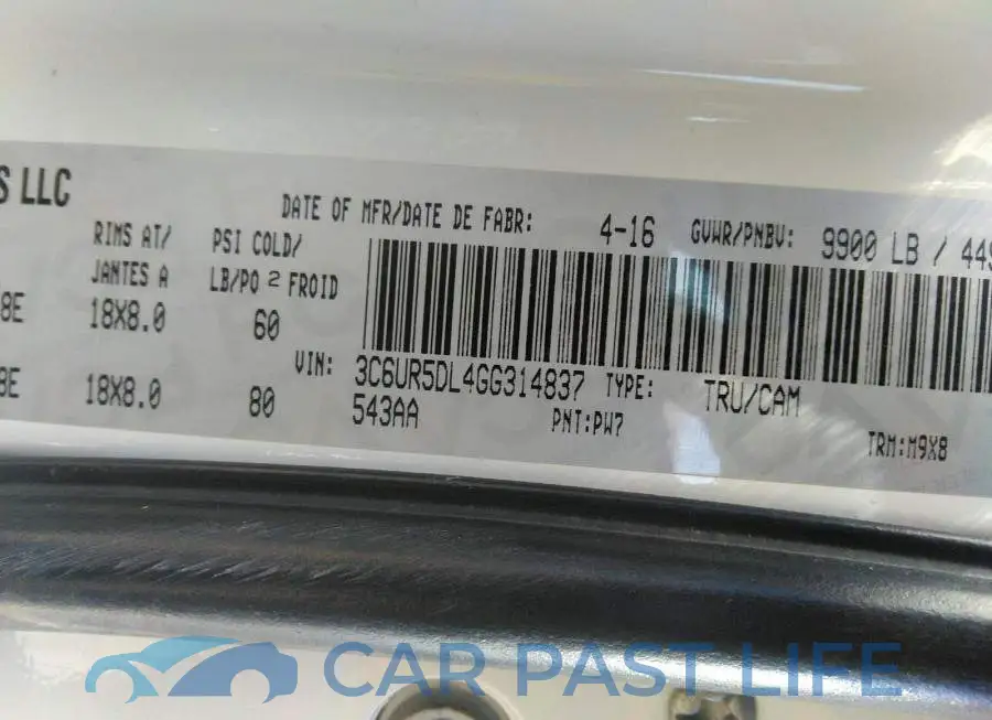 3C6UR5DL4GG314837# 9