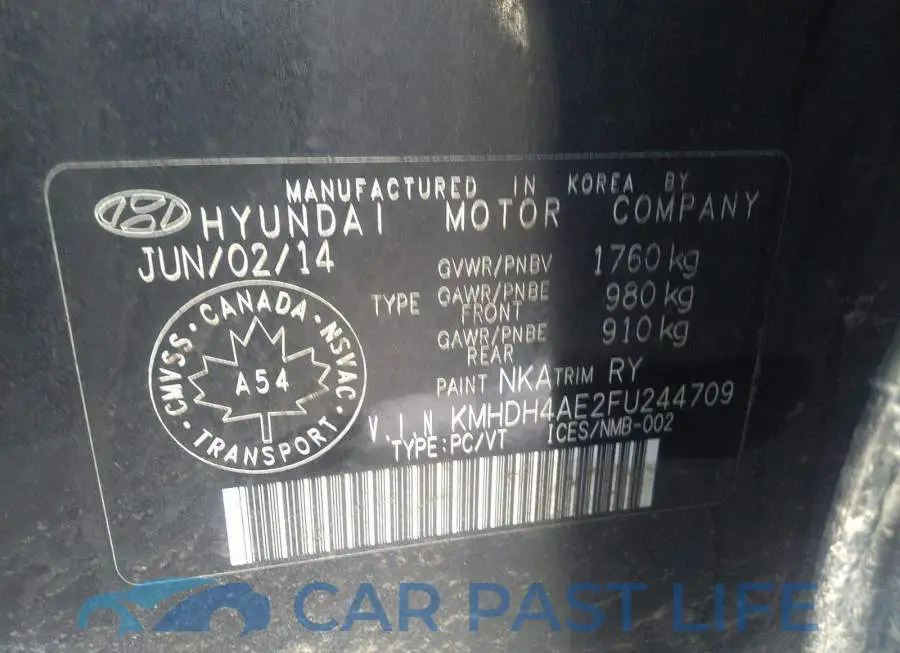 KMHDH4AE2FU244709# 9