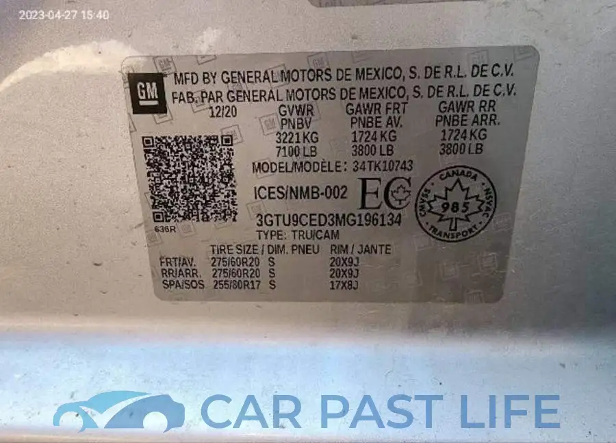 3GTU9CED3MG196134# 9