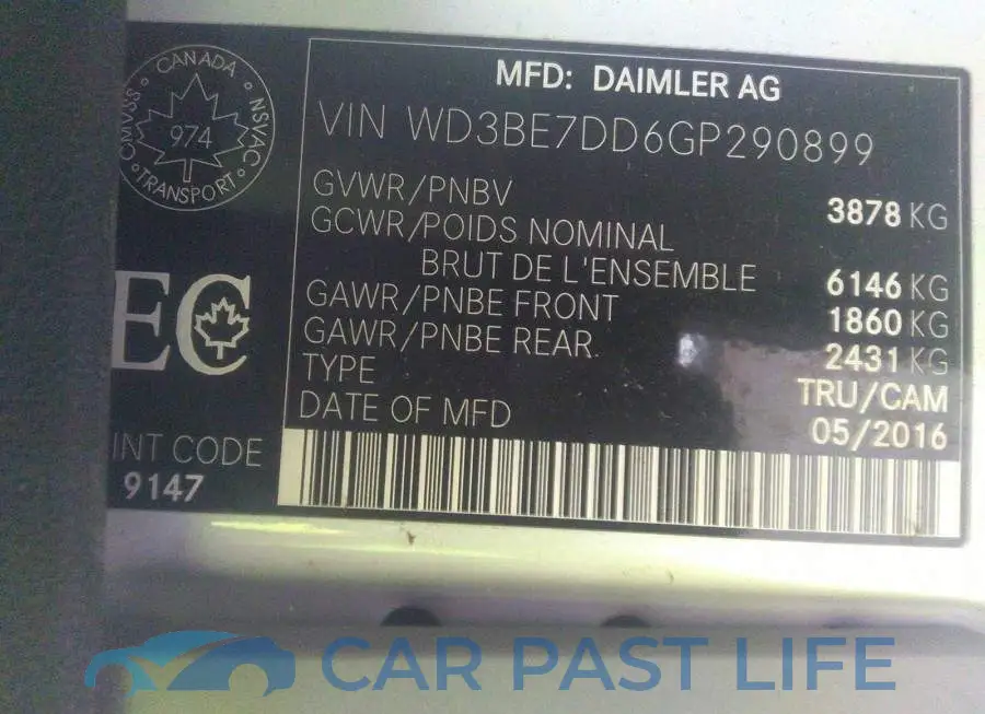 WD3BE7DD6GP290899# 9