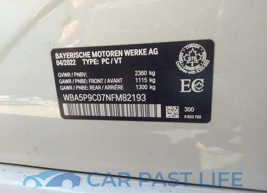WBA5P9C07NFM82193# 9