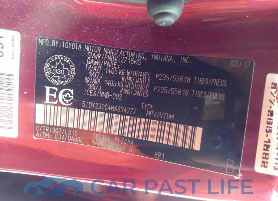 5TDYZ3DC4HS834277# 9