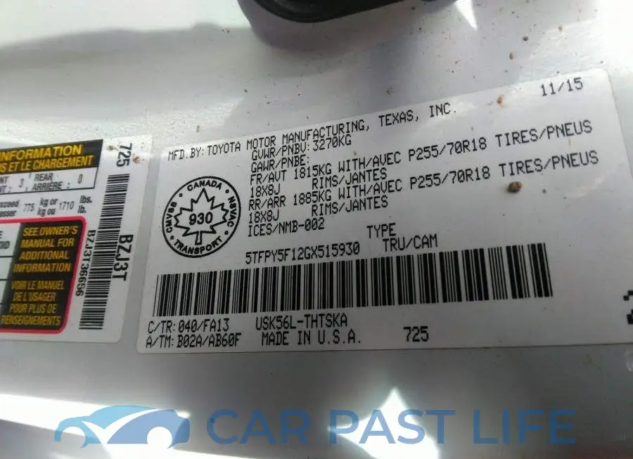 5TFPY5F12GX515930# 9