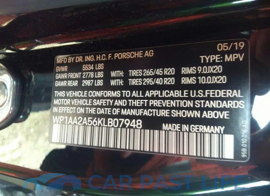 WP1AA2A56KLB07948# 9