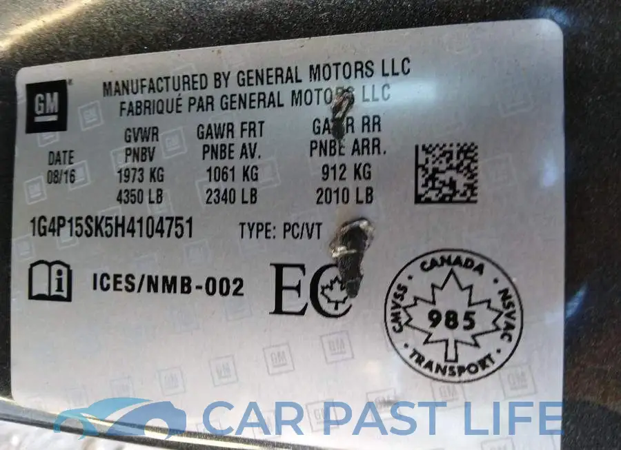 1G4P15SK5H4104751# 9