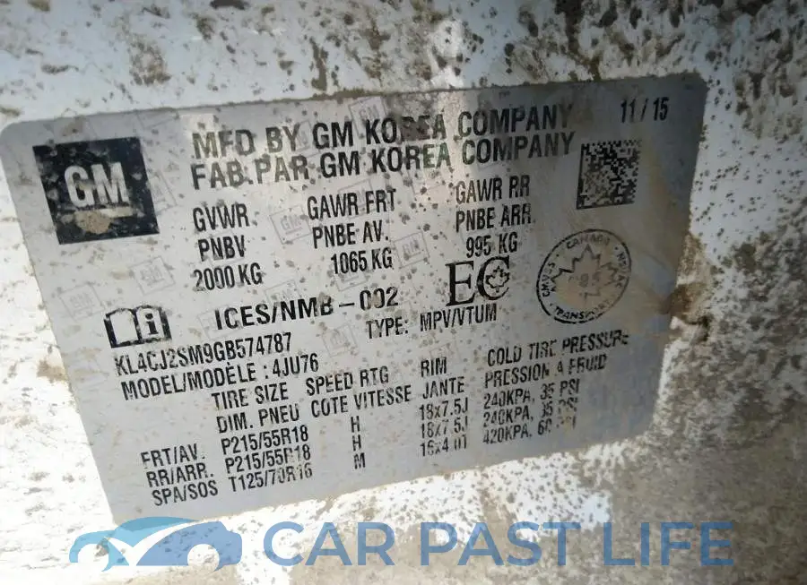 KL4CJ2SM9GB574787# 9