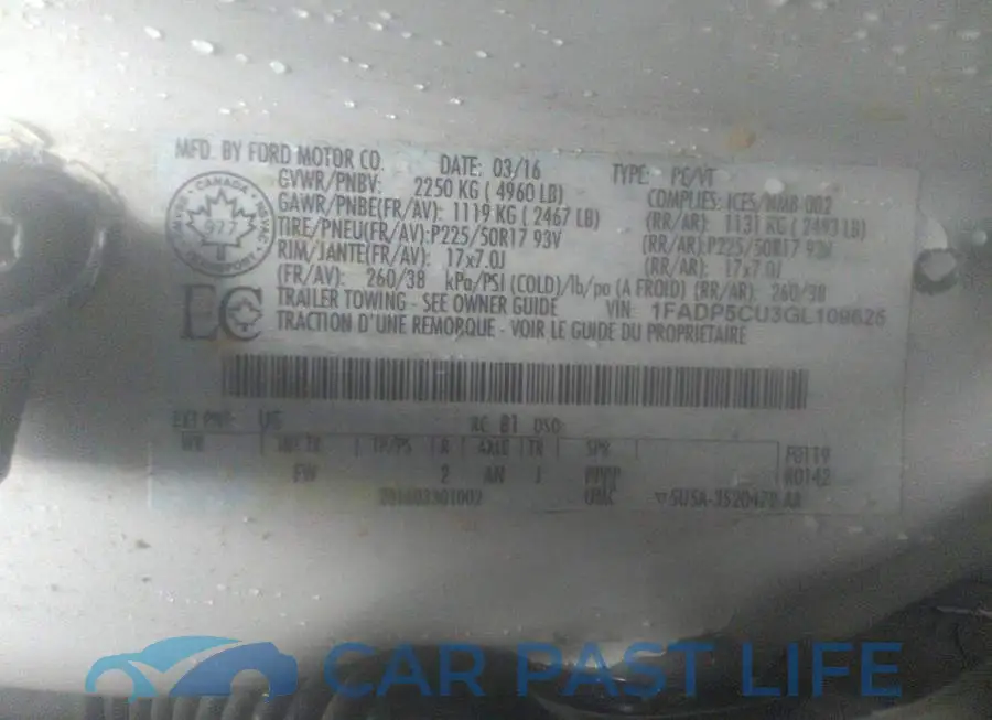 1FADP5CU3GL109625# 9