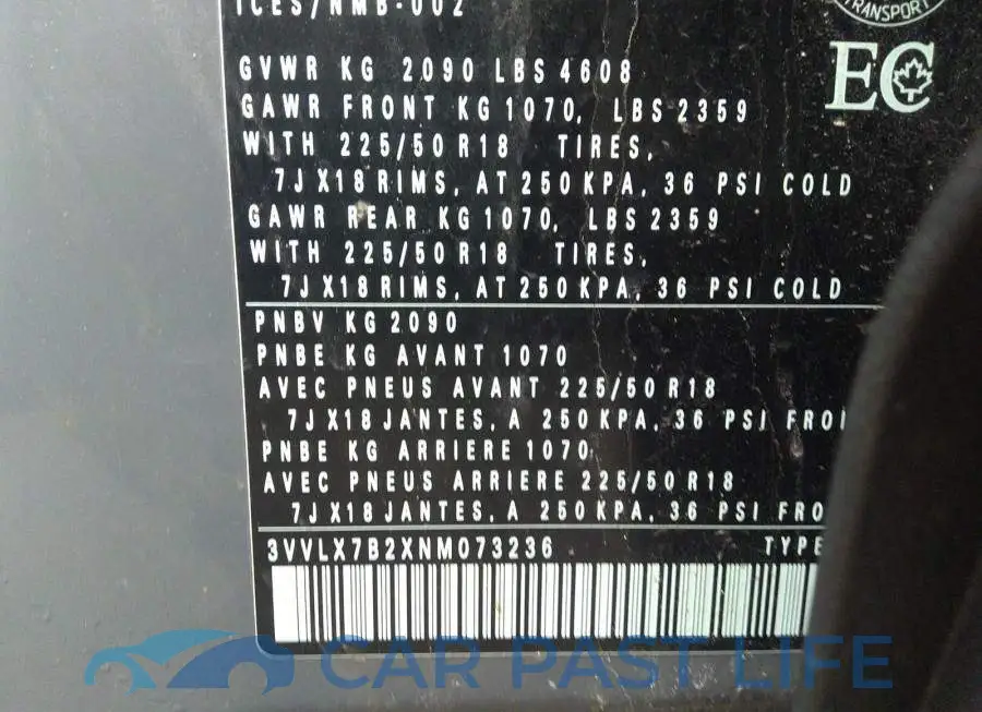 3VVLX7B2XNM073236# 9