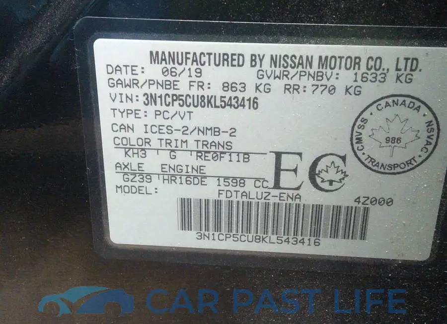 3N1CP5CU8KL543416# 9