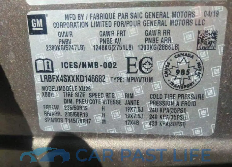 LRBFX4SXXKD146682# 10