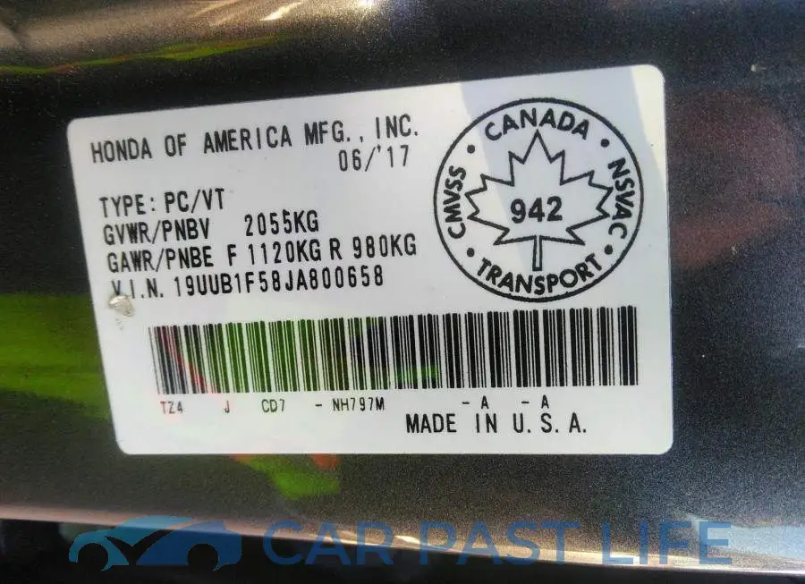 19UUB1F58JA800658# 9