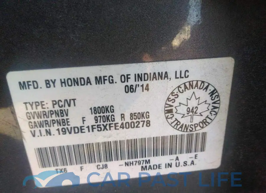 19VDE1F5XFE400278# 9