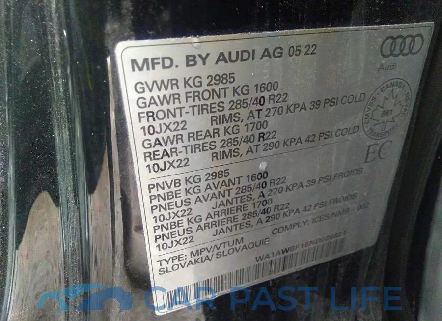 WA1AWBF15ND026621# 9