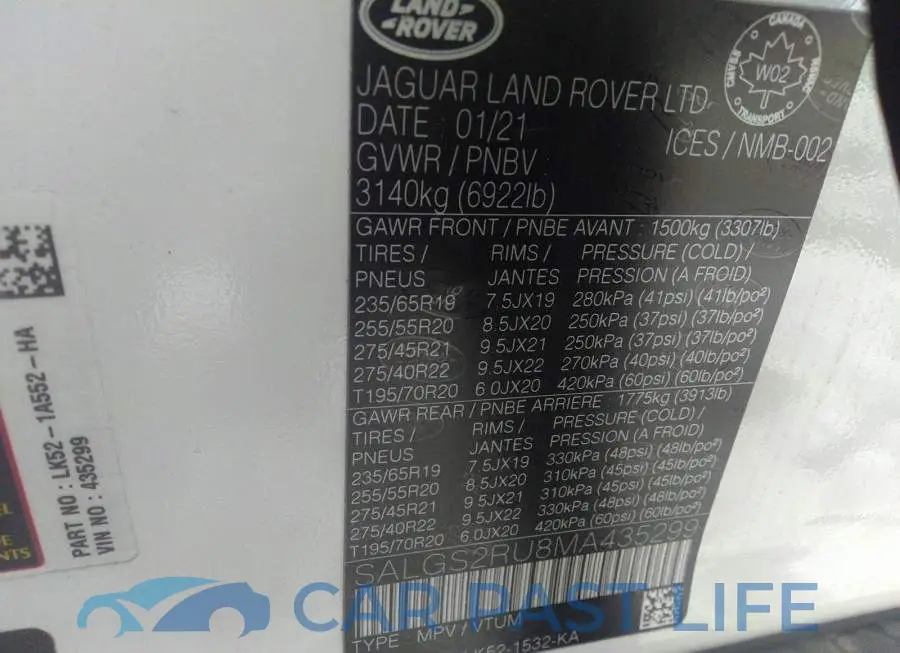 SALGS2RU8MA435299# 9