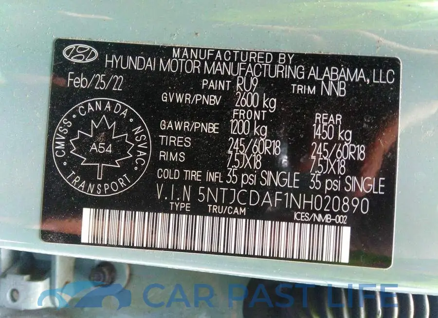5NTJCDAF1NH020890# 9