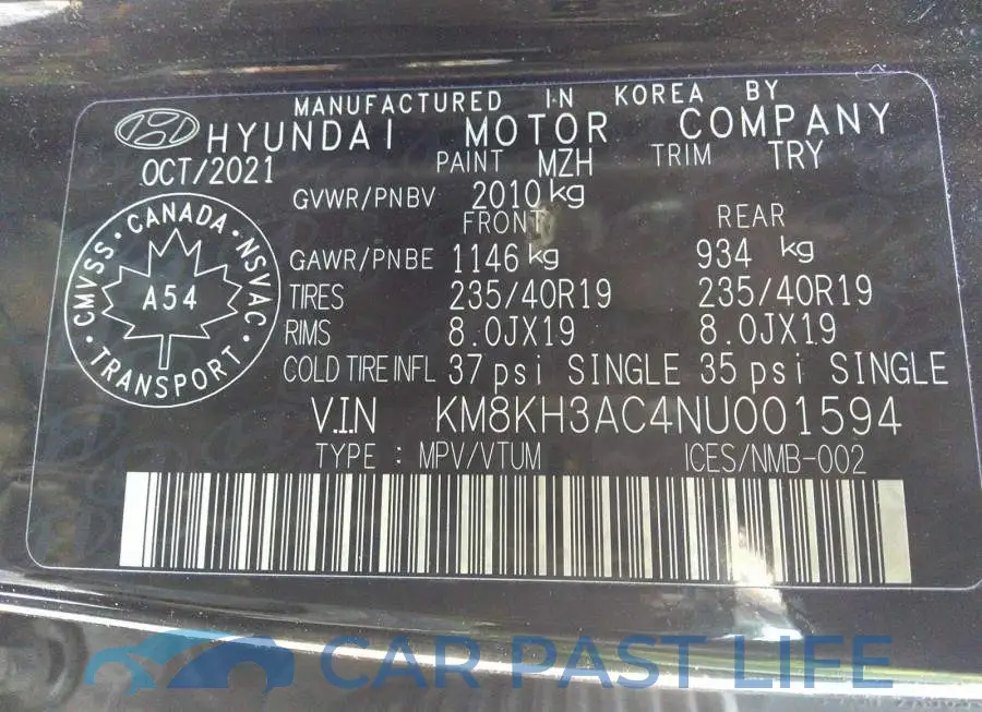KM8KH3AC4NU001594# 9
