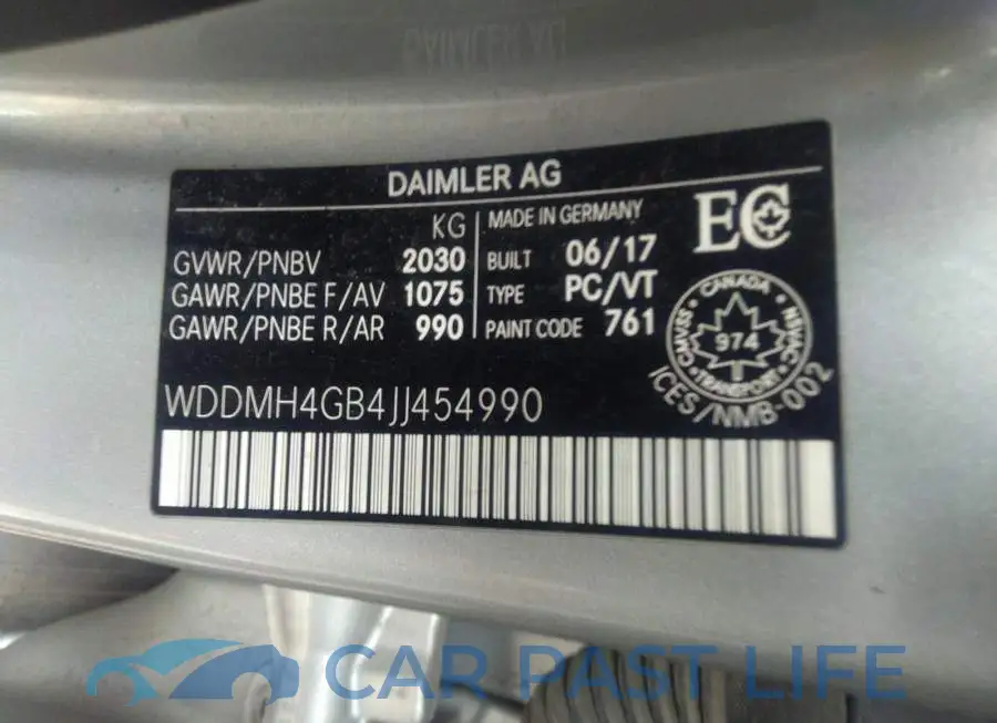 WDDMH4GB4JJ454990# 9