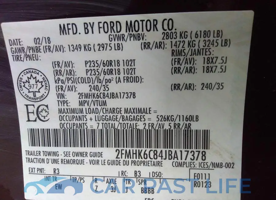 2FMHK6C84JBA17378# 9