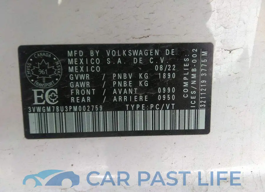 3VWGM7BU3PM002759# 9