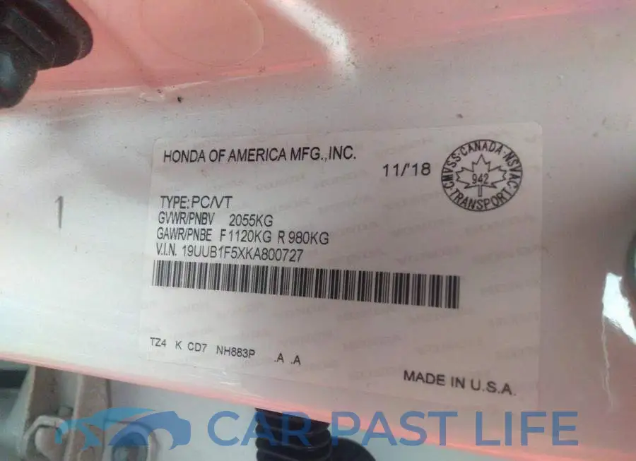 19UUB1F5XKA800727# 9