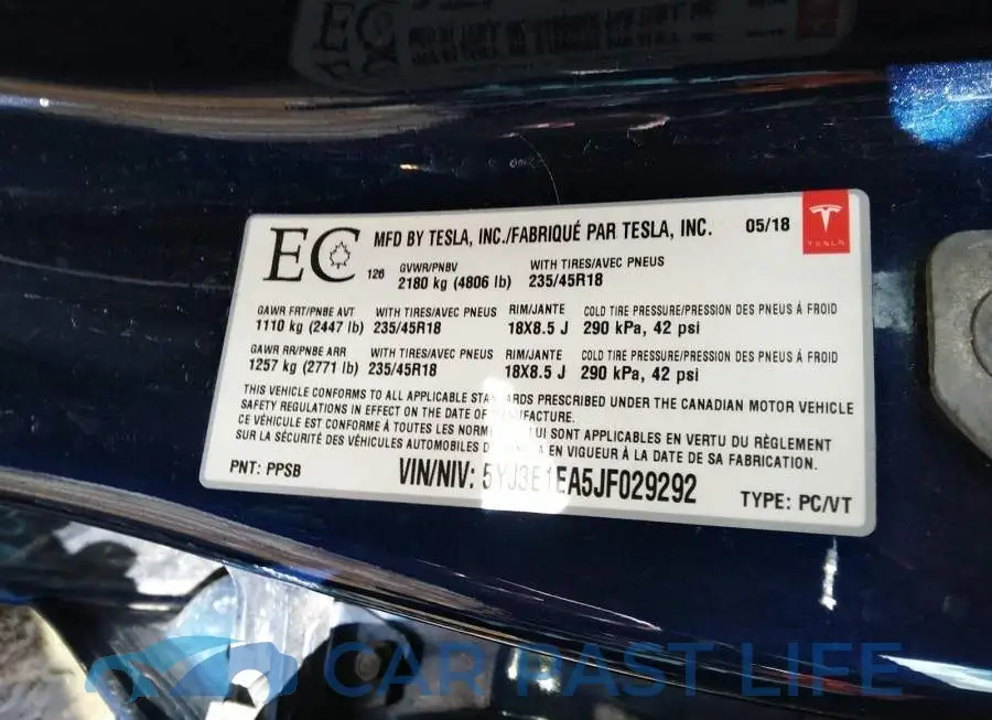 5YJ3E1EA5JF029292# 9